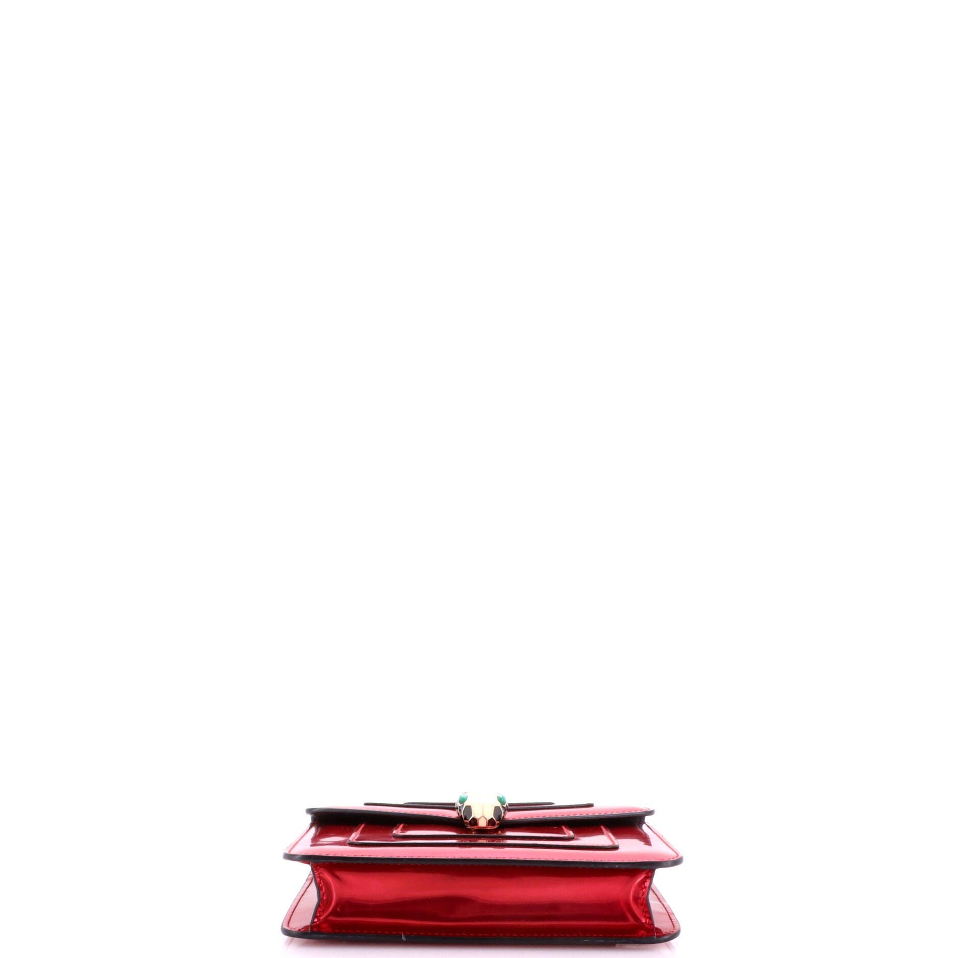 Serpenti Forever Square Shoulder Bag Metallic Leather Small, Alternate, color, Red