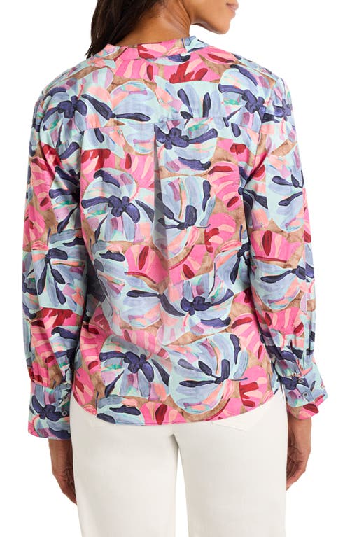 Nic + Zoe Nic+zoe Firework Foliage Popover Top In Blue Multi