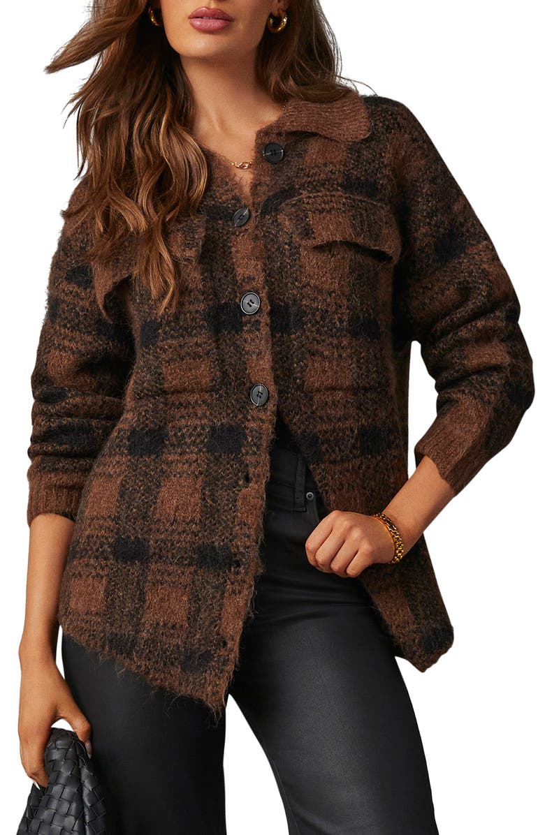 VICI Collection Gallagher Plaid Cardigan, Main, color,