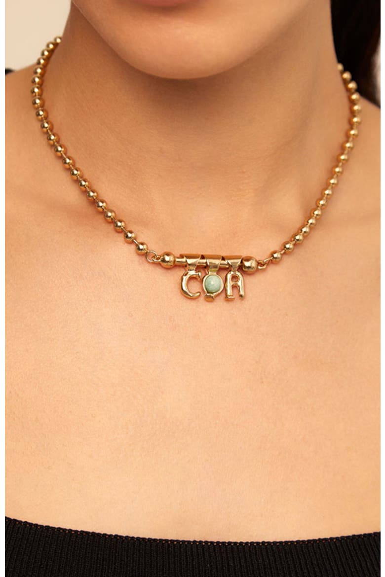 Charm Plated In 18K Gold And Amazonite Stone, Alternate, color, Gold