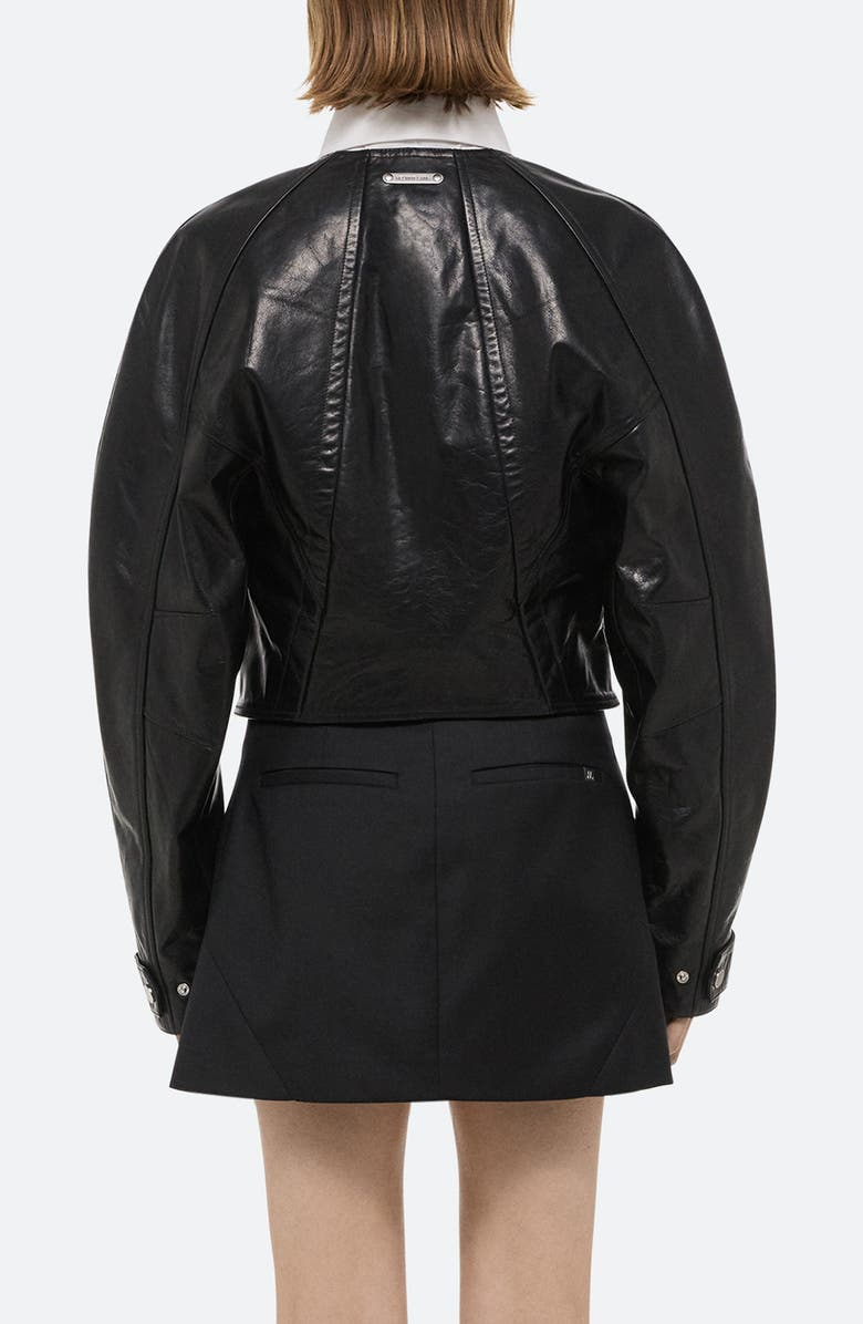 Helmut Lang Articulated Sleeve Crop Leather Jacket, Alternate, color, 
