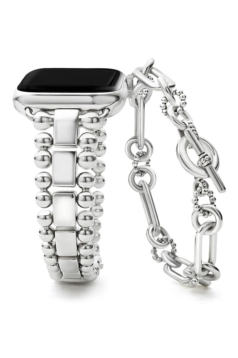 Smart Caviar Link Bracelet & Apple® Watch Watchband Gift Set, Main, color, SILVER