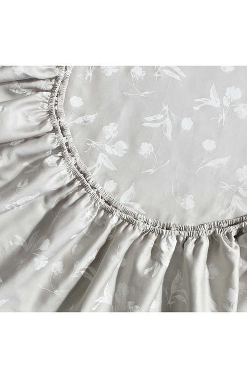 Calvin Klein White Flowers 300 Thread Count Sateen Sheet Set In Flax