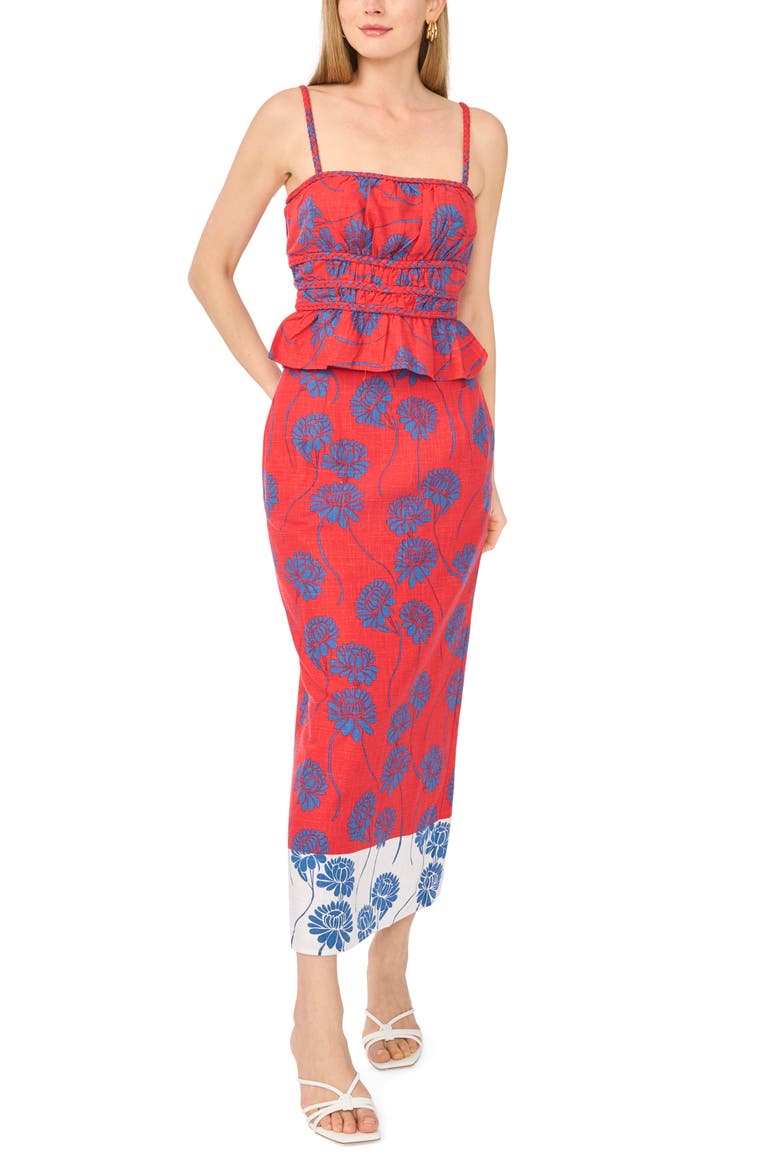 Smocked Peplum Cami, Alternate, color, AURA ORANGE