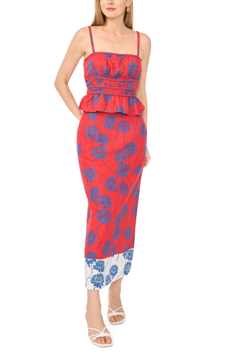 1.STATE Smocked Peplum Cami, Alternate, color, Aura Orange