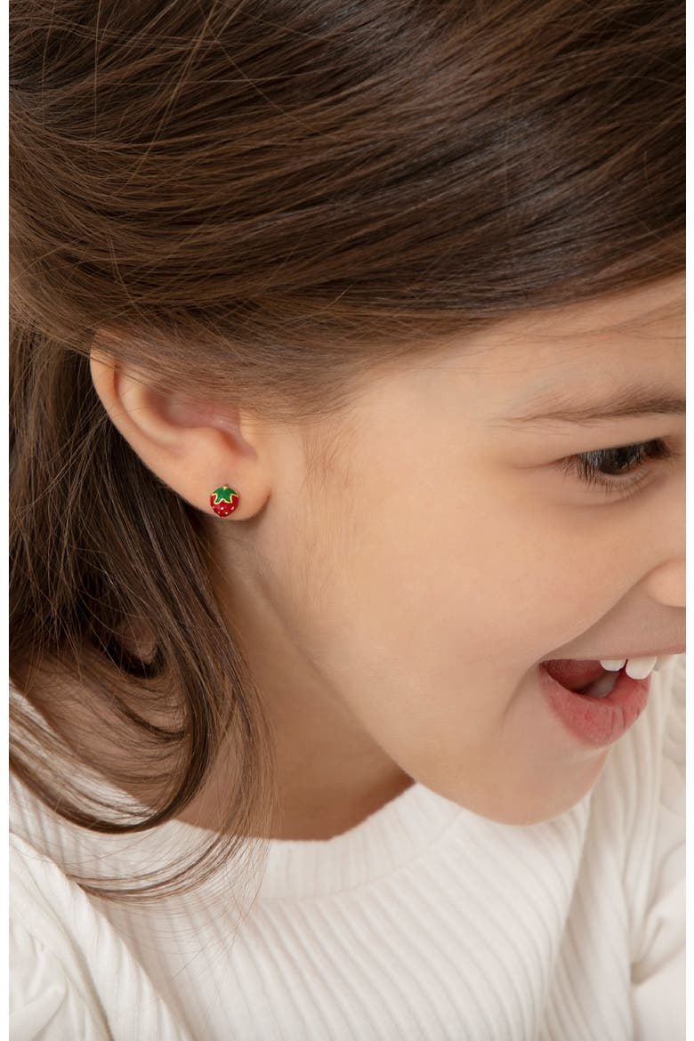 Summer Strawberry Plated Earrings, Alternate, color, Red
