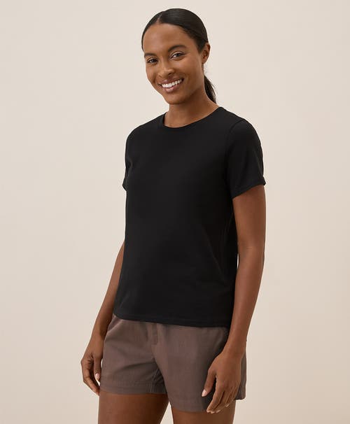 Pact Organic Cotton Luxe Stretch Jersey Slim Tee In Black