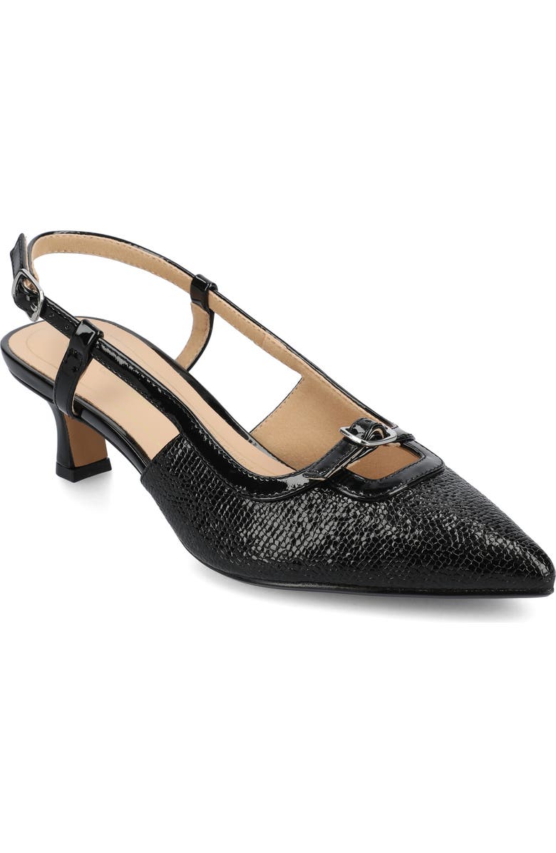 Journee Collection Padma Slingback Kitten Heel Pump - Wide Width Available, Main, color, Black Lizard