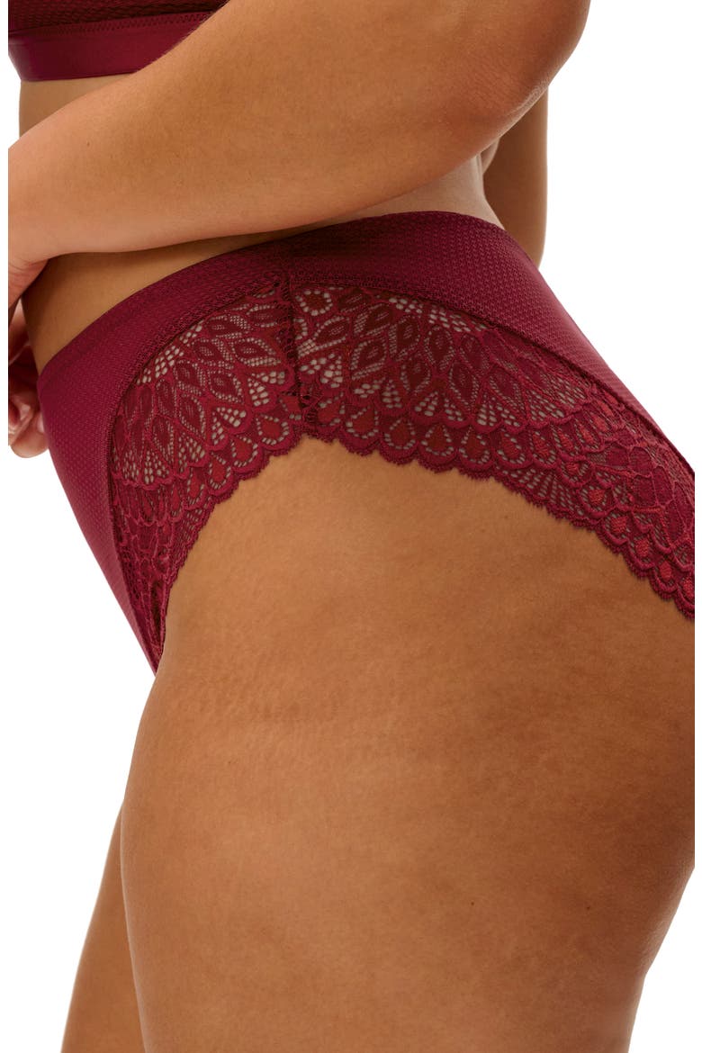 Tiernie Lace Trim Mesh Briefs, Alternate, color, TIBETAN RED