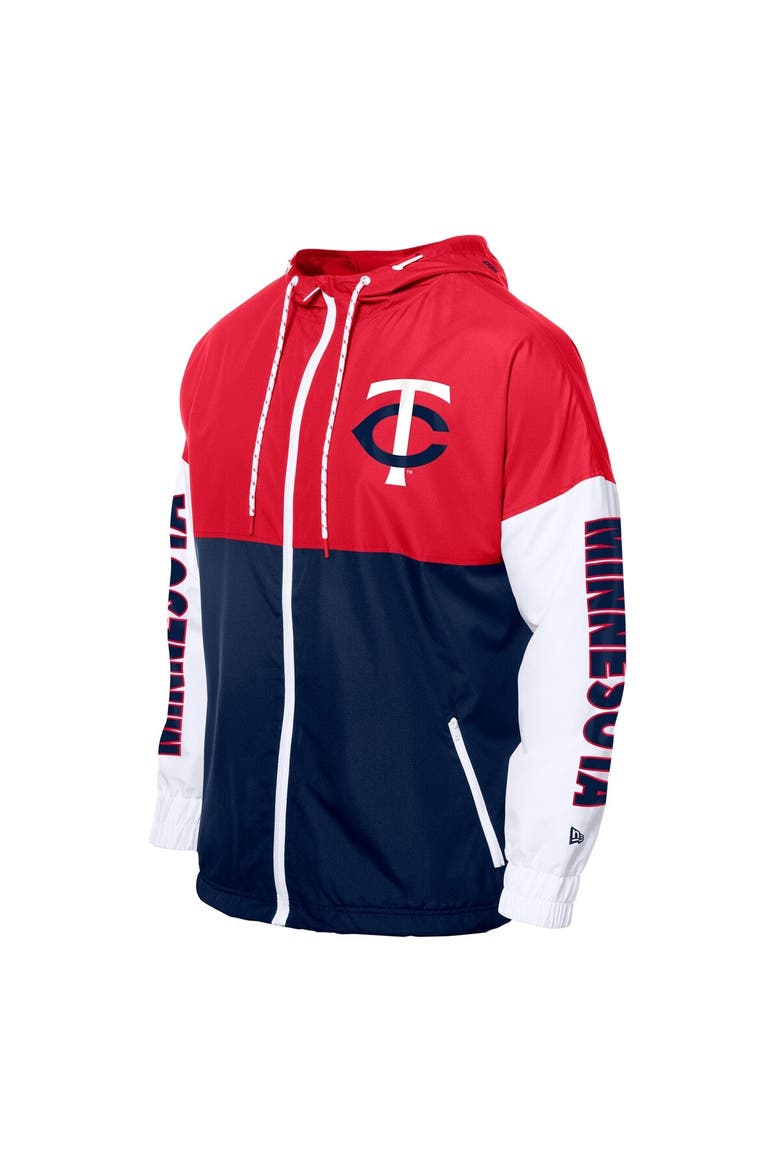 Men's New Era  Navy/Red Minnesota Twins Color Block Full-Zip Hoodie Windbreaker, Alternate, color, Navy
