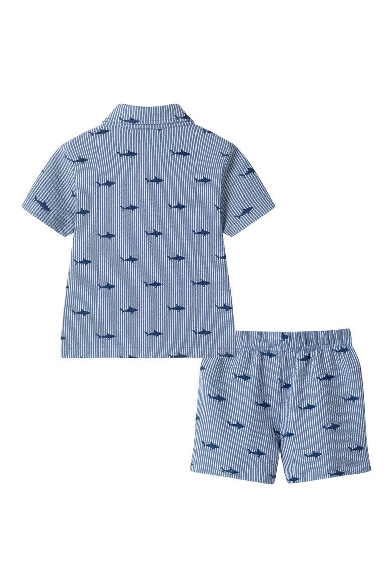 Kids' Seersucker Button-Up Shirt & Shorts, Alternate, color, NAVY STRIPE