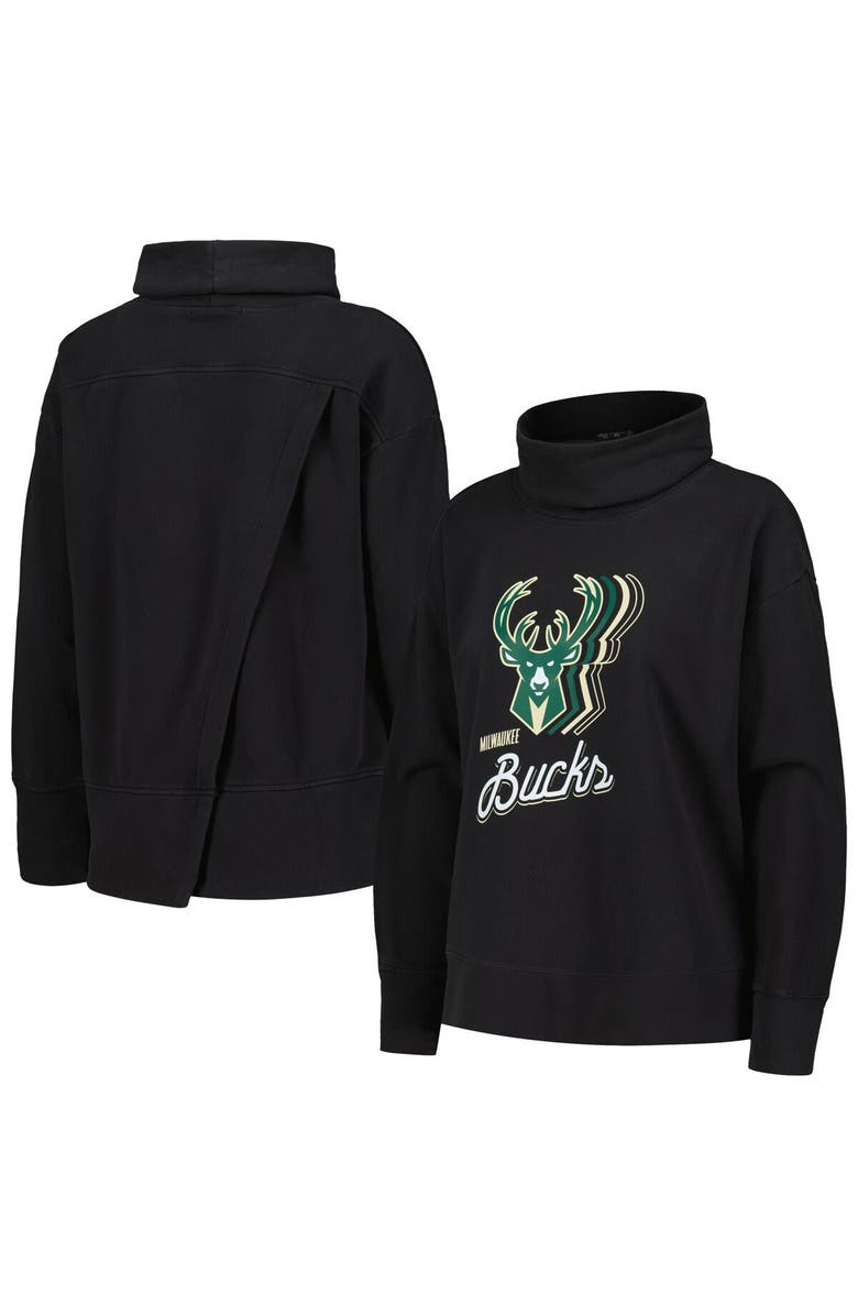 LEVELWEAR Women's Levelwear Black Milwaukee Bucks Sunset Pullover Sweatshirt, Main, color, Black