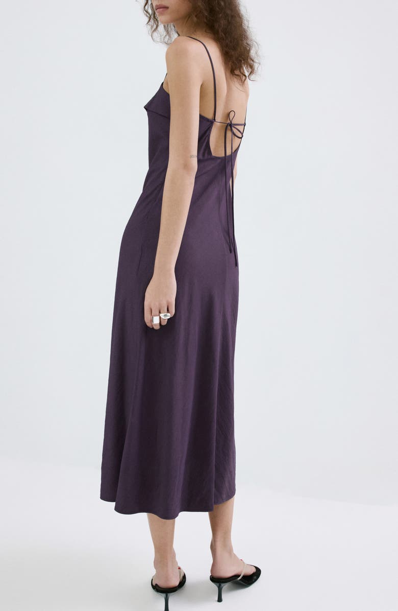 MANGO Cross Neck Tie Back Midi Dress, Alternate, color, Lilac