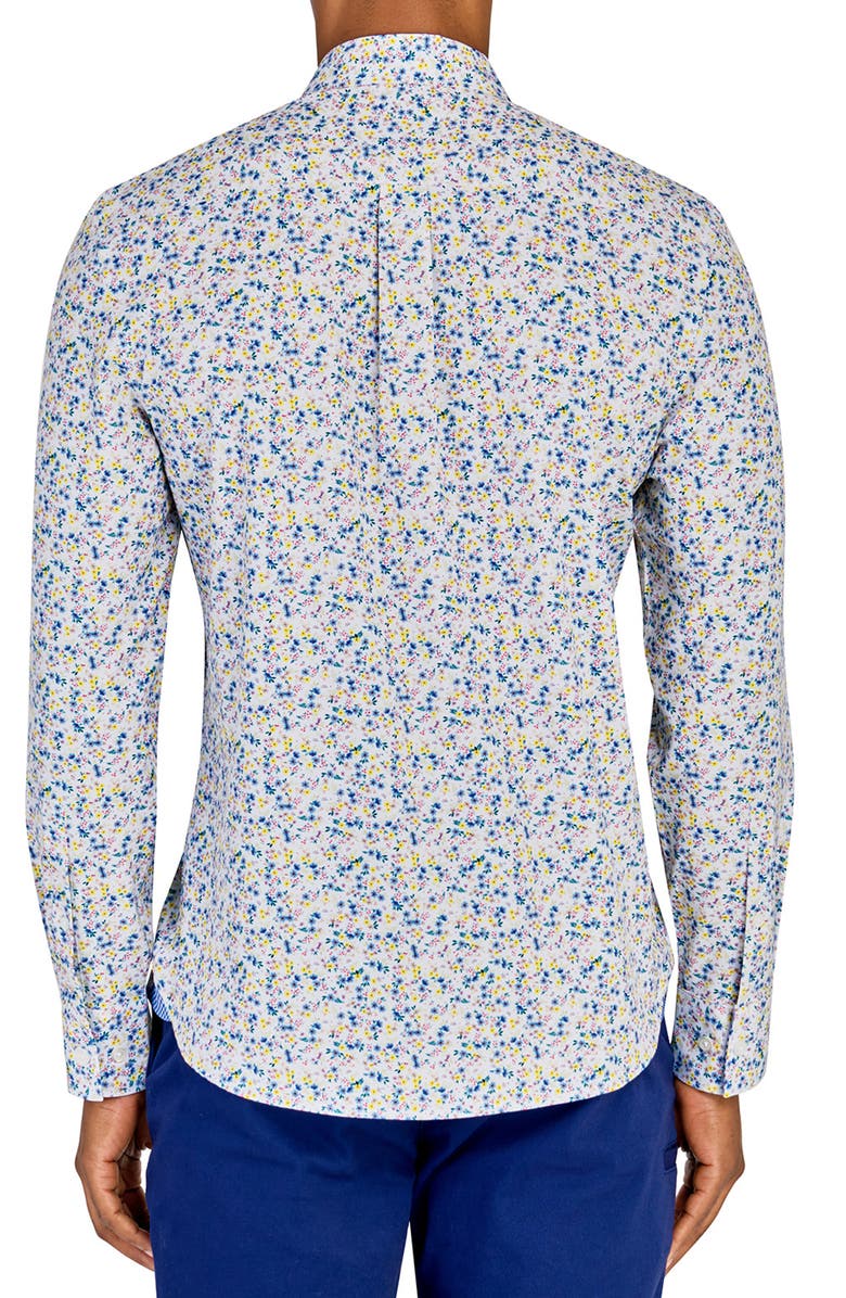 CONSTRUCT Slim Fit Spring Floral Recycled 4-Way Stretch Performance Long Sleeve Shirt, Alternate, color, White