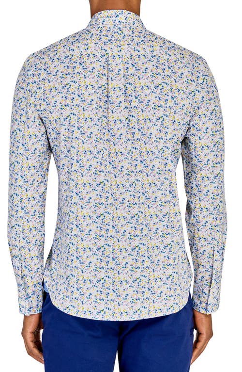Construct Spring Floral Woven Long Sleeve Shirt In White