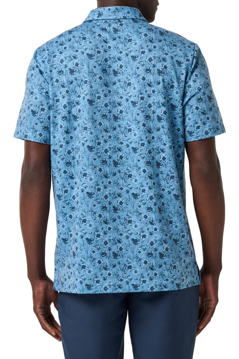 Featherweight Cottage Print Polo, Alternate, color, BLUE HEAVEN