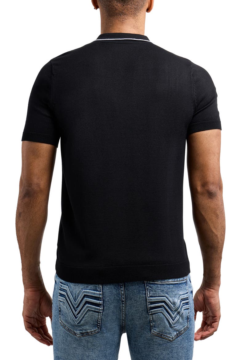 Johnny Collar Knit Polo Sweater, Alternate, color, BLACK/ WHITE