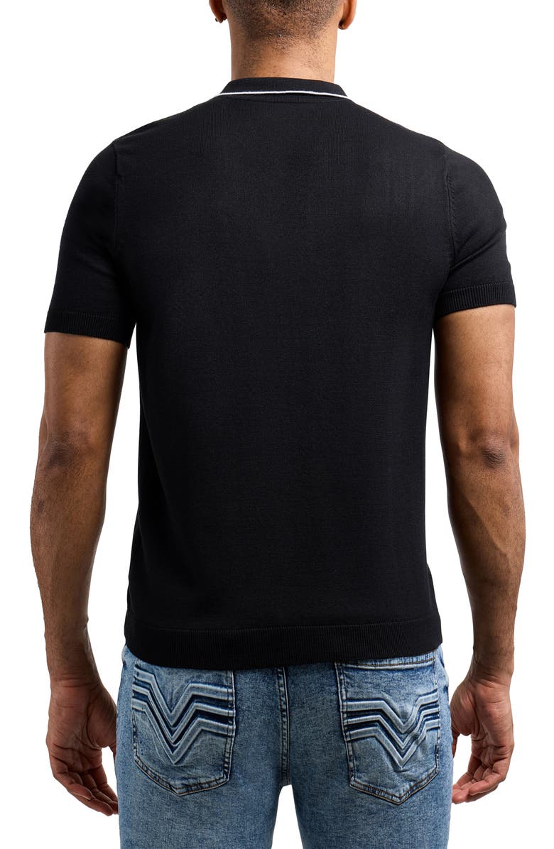 XRAY Johnny Collar Knit Polo Sweater, Alternate, color, Black/ White