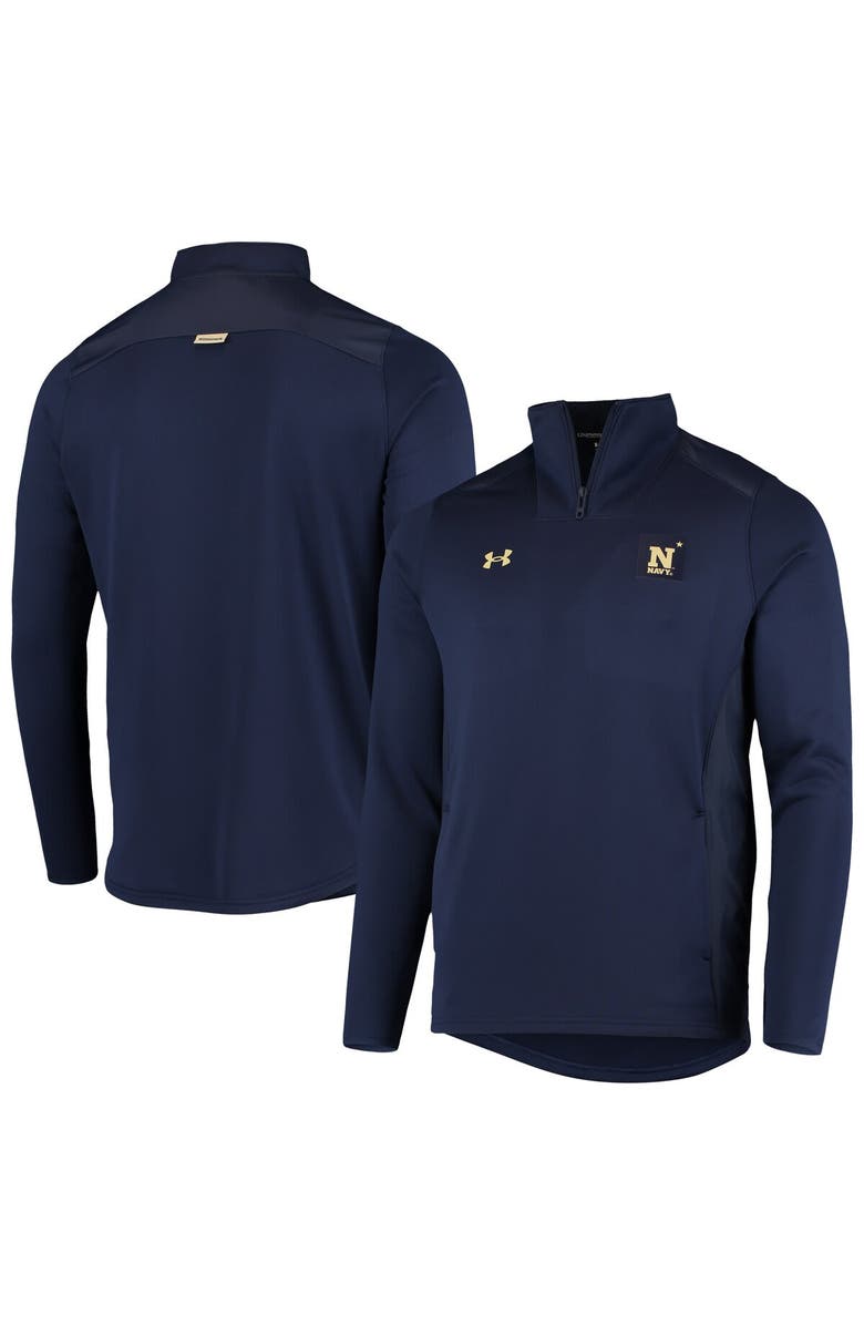 Under Armour Men's Under Armour Navy Navy Midshipmen 2021 Sideline Command Quarter-Zip Jacket, Main, color,