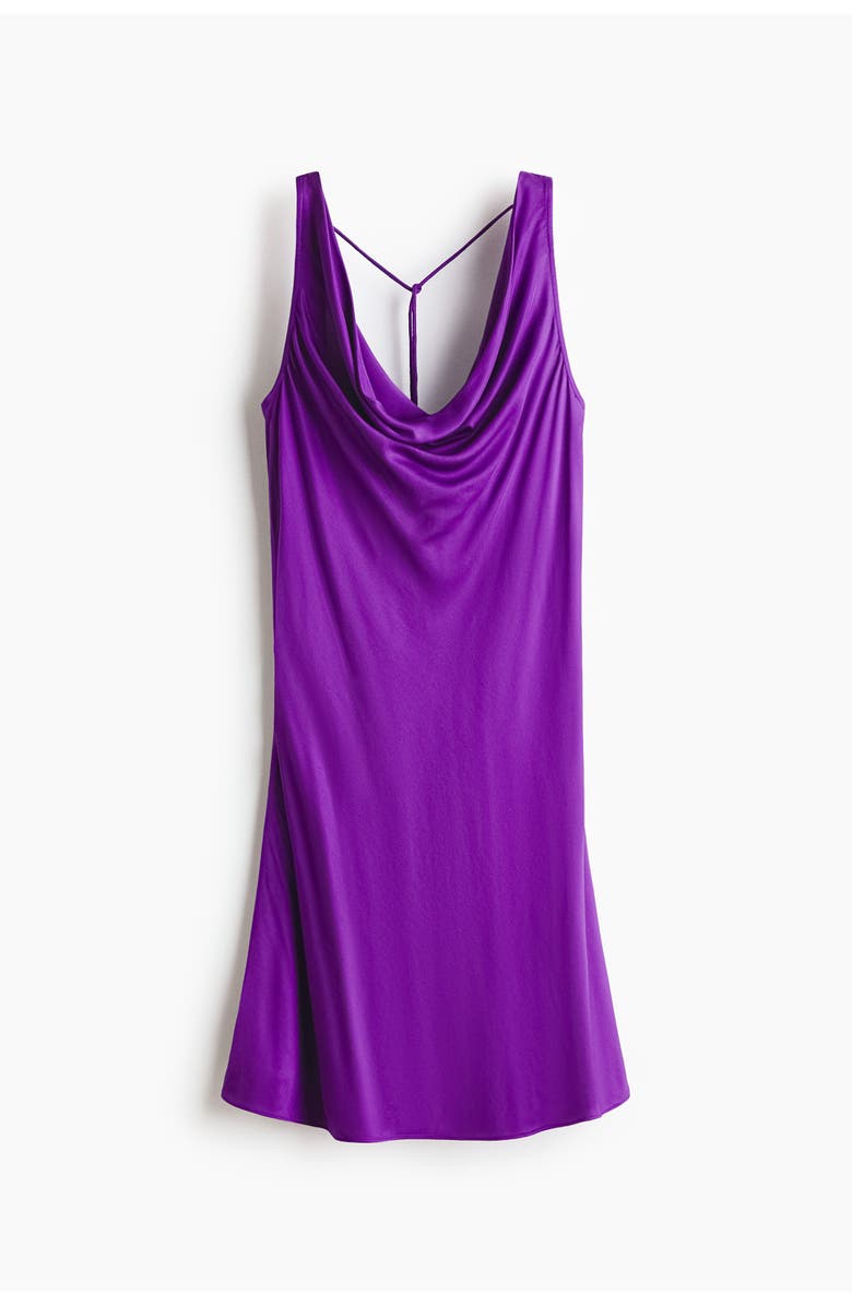 H&M Cowl-neck satin dress, Alternate, color, Purple