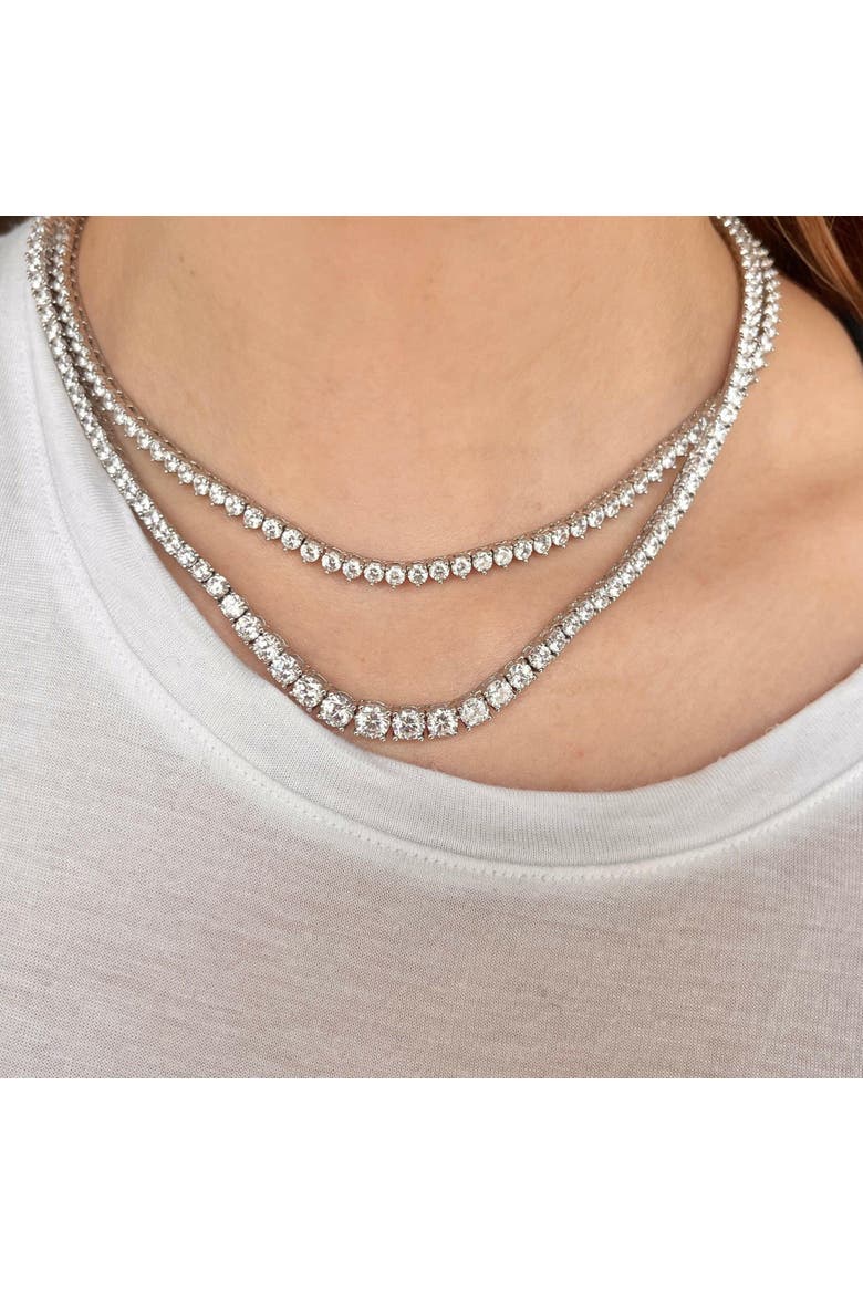 The Jaimie 4 Prong Graduated Tennis Necklace, Alternate, color, Silver