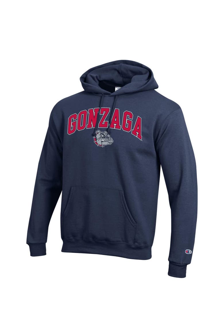Men's Champion  Navy Gonzaga Bulldogs Arched Logo Fleece Pullover Hoodie, Alternate, color, Navy