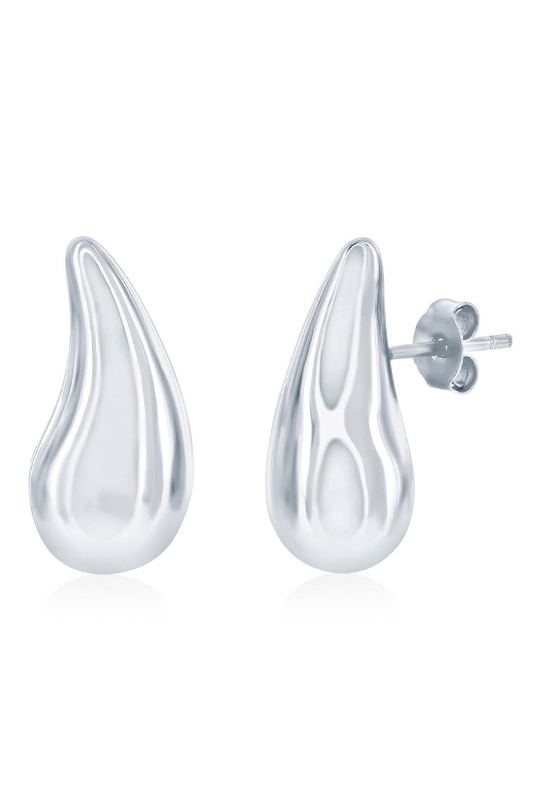 Puffed Teardrop Earrings, Main, color, SILVER