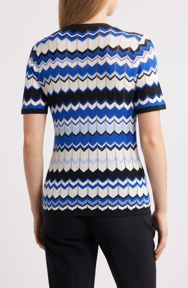 Anne Klein Chevron Stitch Cotton Blend Sweater, Alternate, color, 