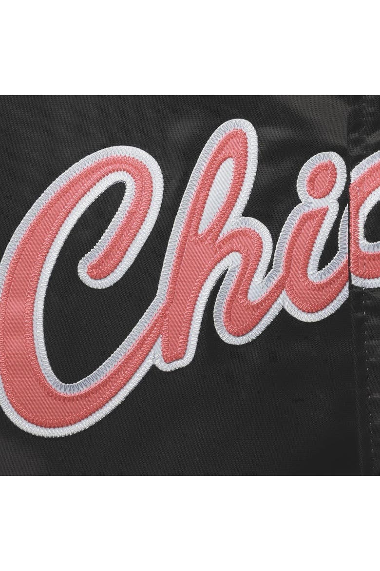 Men's Mitchell & Ness Black Chicago Bulls Big & Tall Hardwood Classics Raglan Satin Full-Snap Jacket, Alternate, color, Black