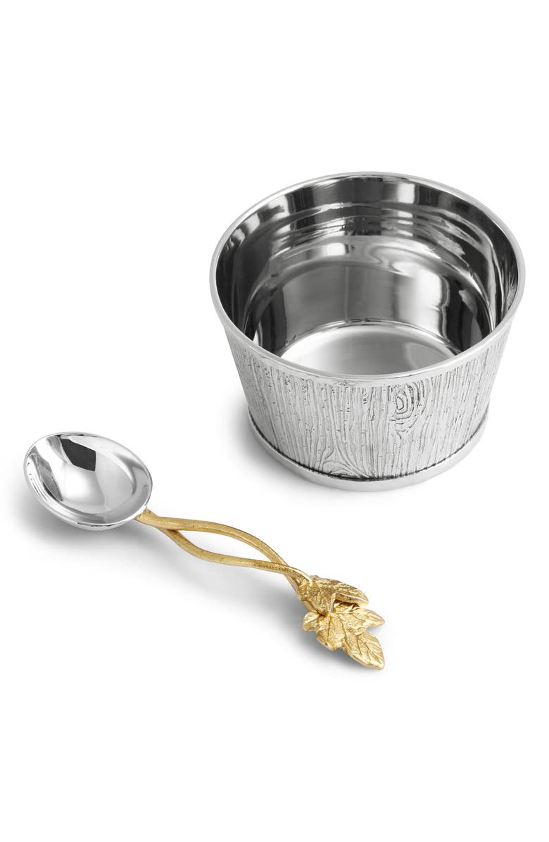 Michael Aram Ivy Oak Nut Dish & Spoon Set, Main, color, Silver/ Gold