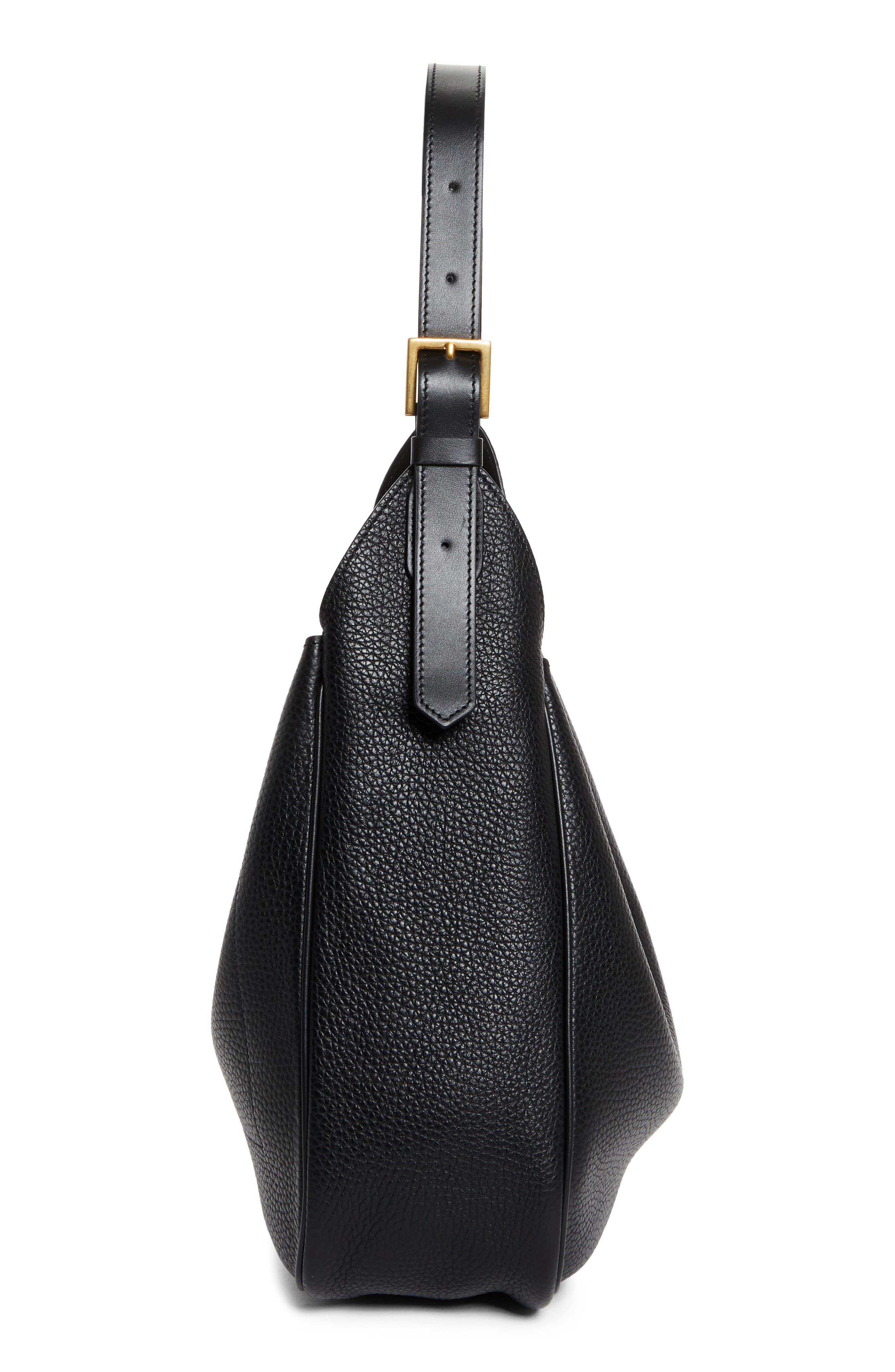 TOM FORD Medium Monarch Leather Hobo Bag, Alternate, color, Black
