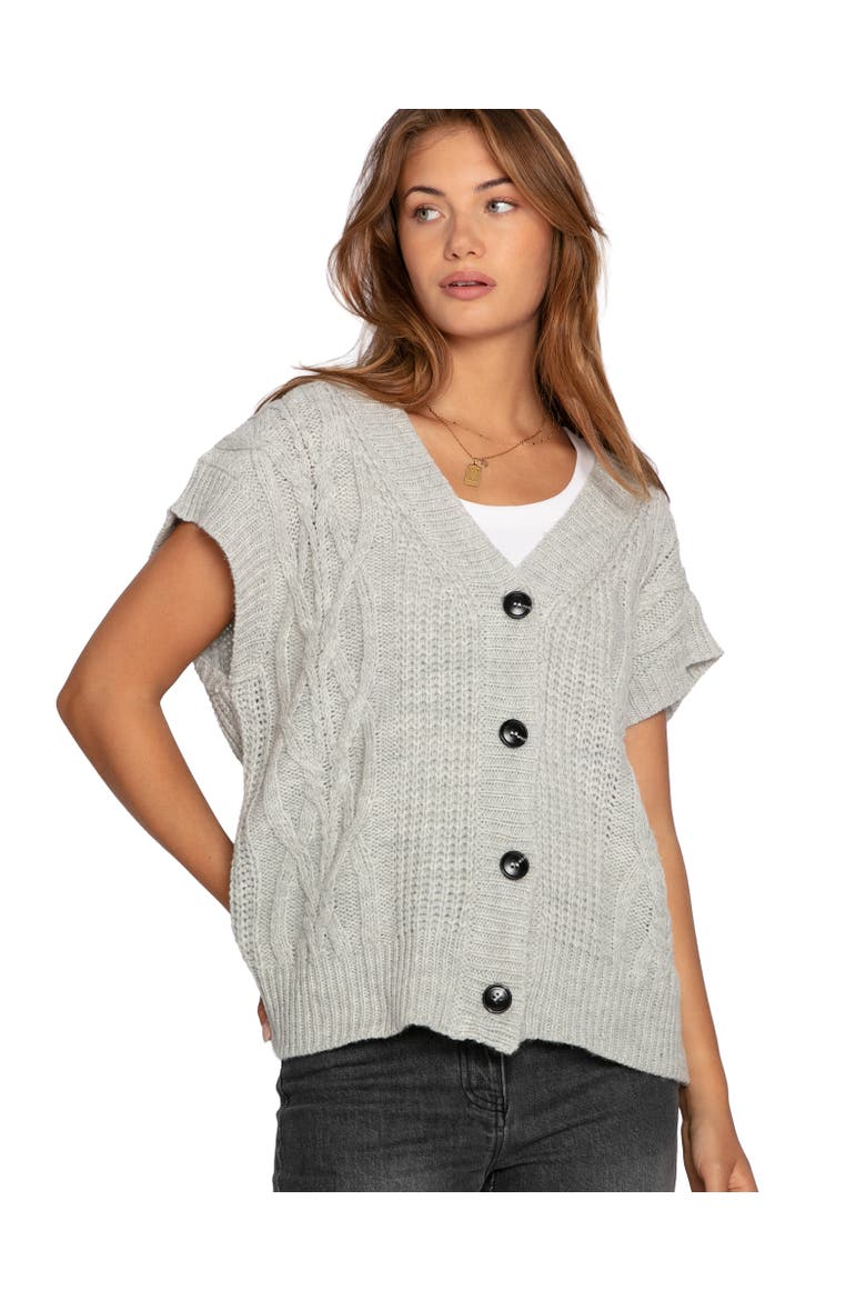 Rosette Oversized Knitted Vest, Alternate, color, Grey