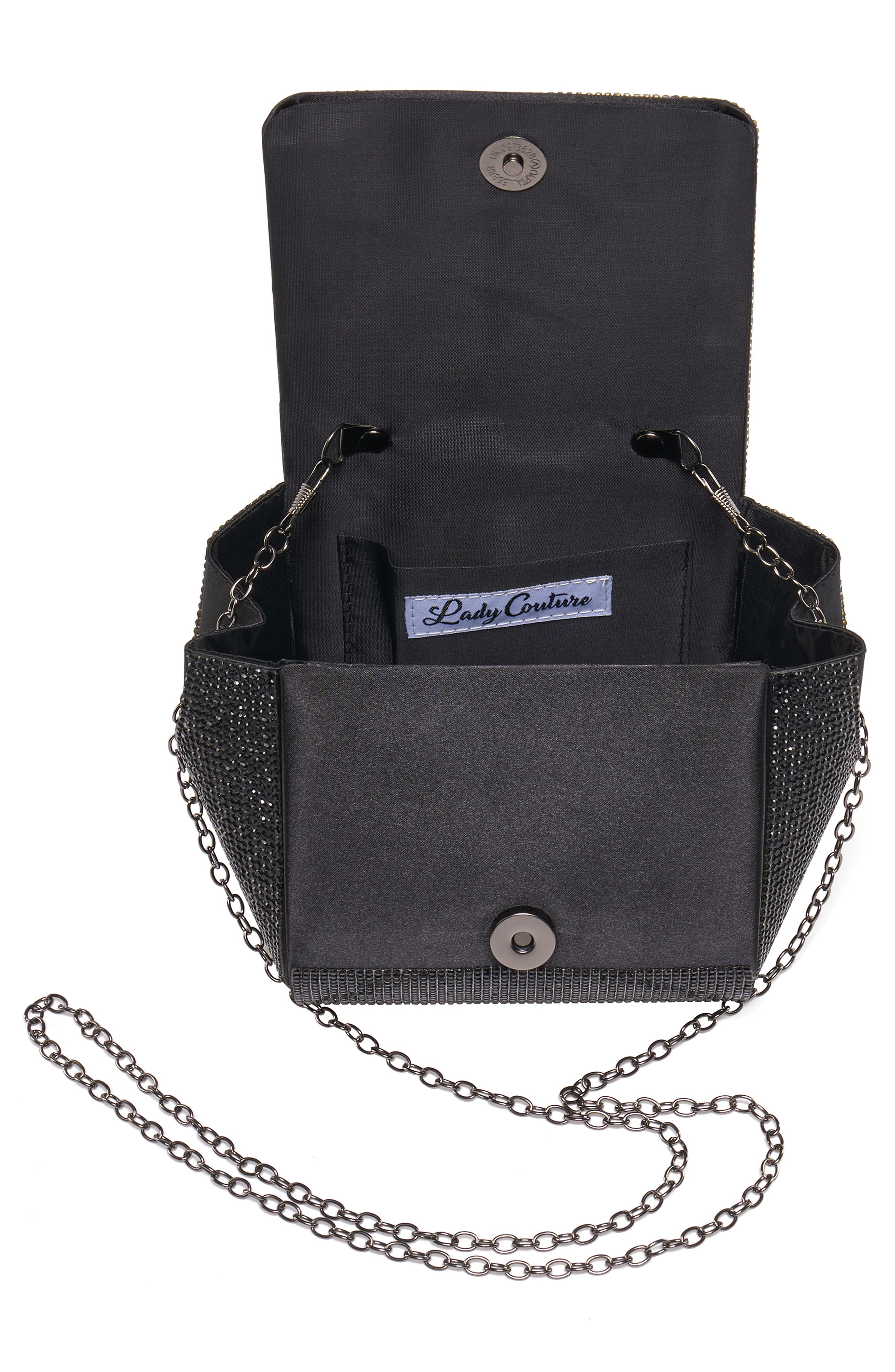 LADY COUTURE Architectural Rhinestone Evening Bag, Alternate, color, Black