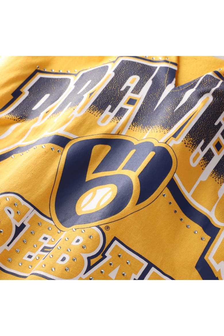 Women's '47  Gold Milwaukee Brewers Plus Size Win Big Oversized Notch-Neck T-Shirt, Alternate, color, Gold