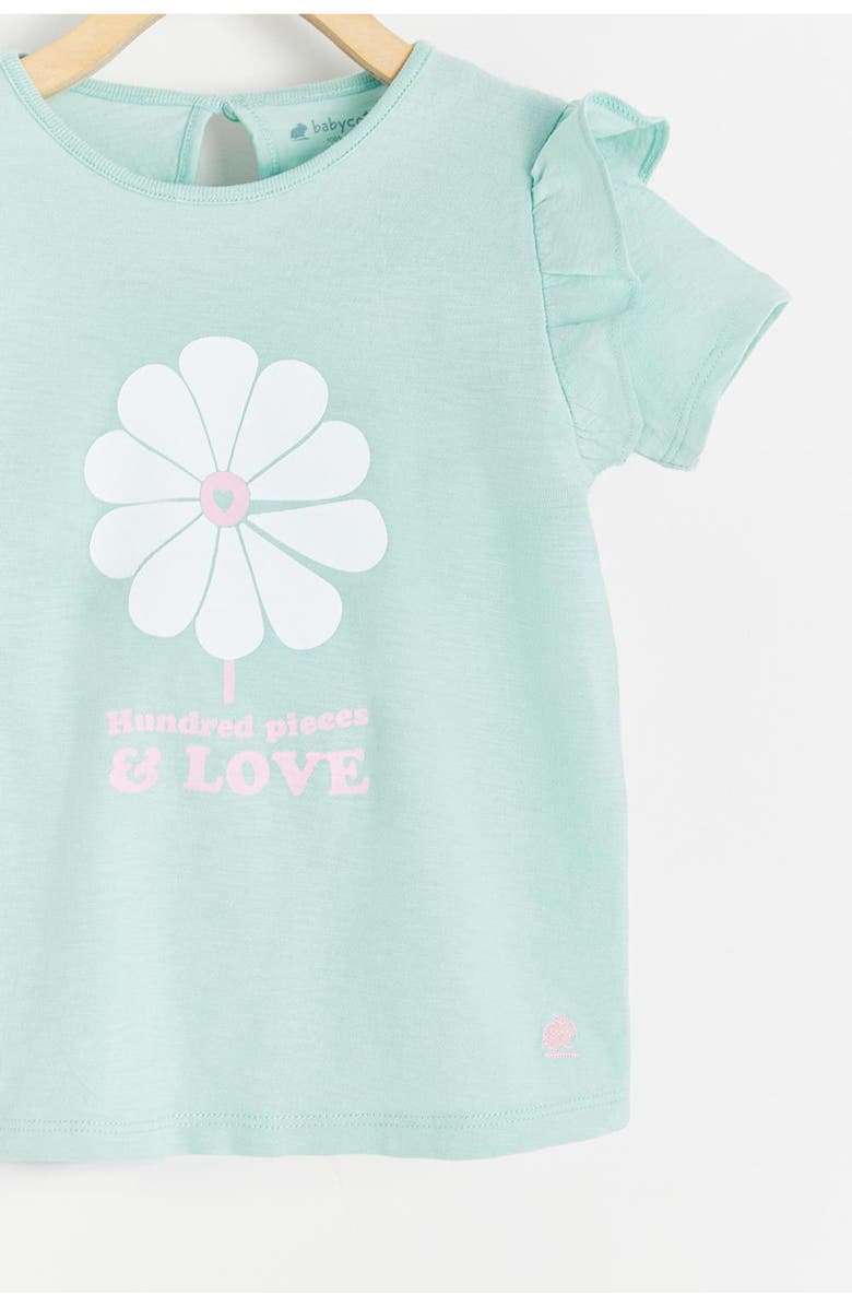 Babycottons Malibu Print Ruffle Short Sleeve T-Shirt for Toddler, Alternate, color, Green