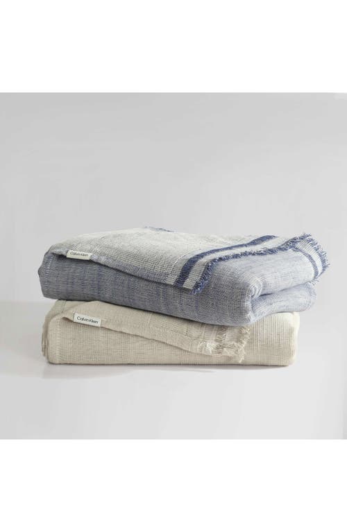 Calvin Klein Fine Weave Linen & Cotton Blend Throw Blanket In Blue