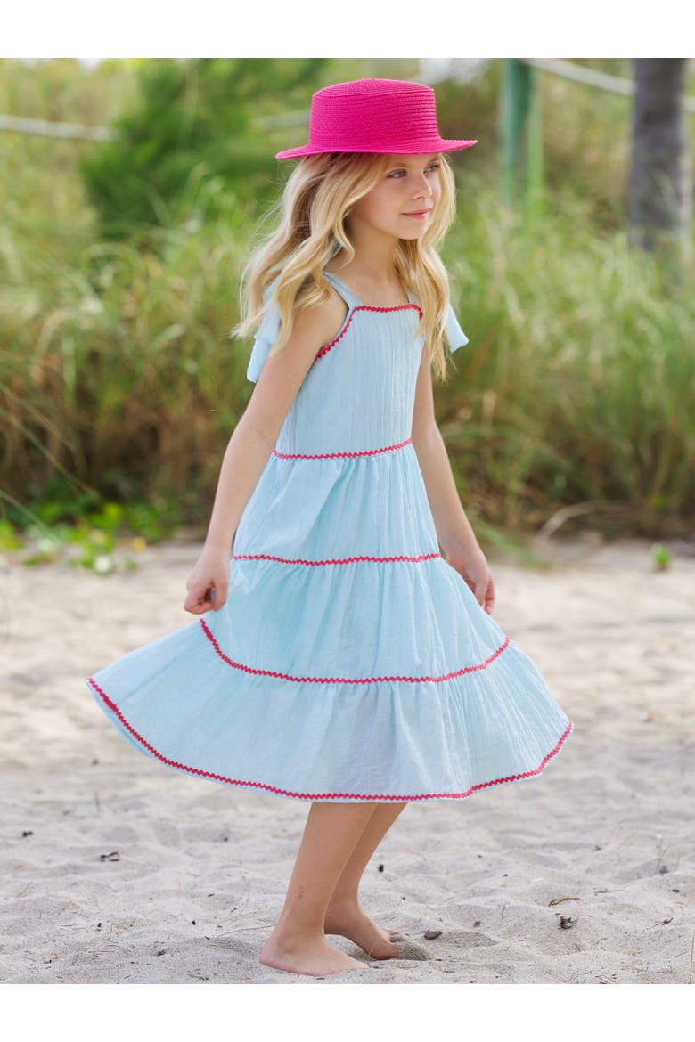 Girls Seaside Breeze Tiered Midi Dress, Alternate, color, Blue