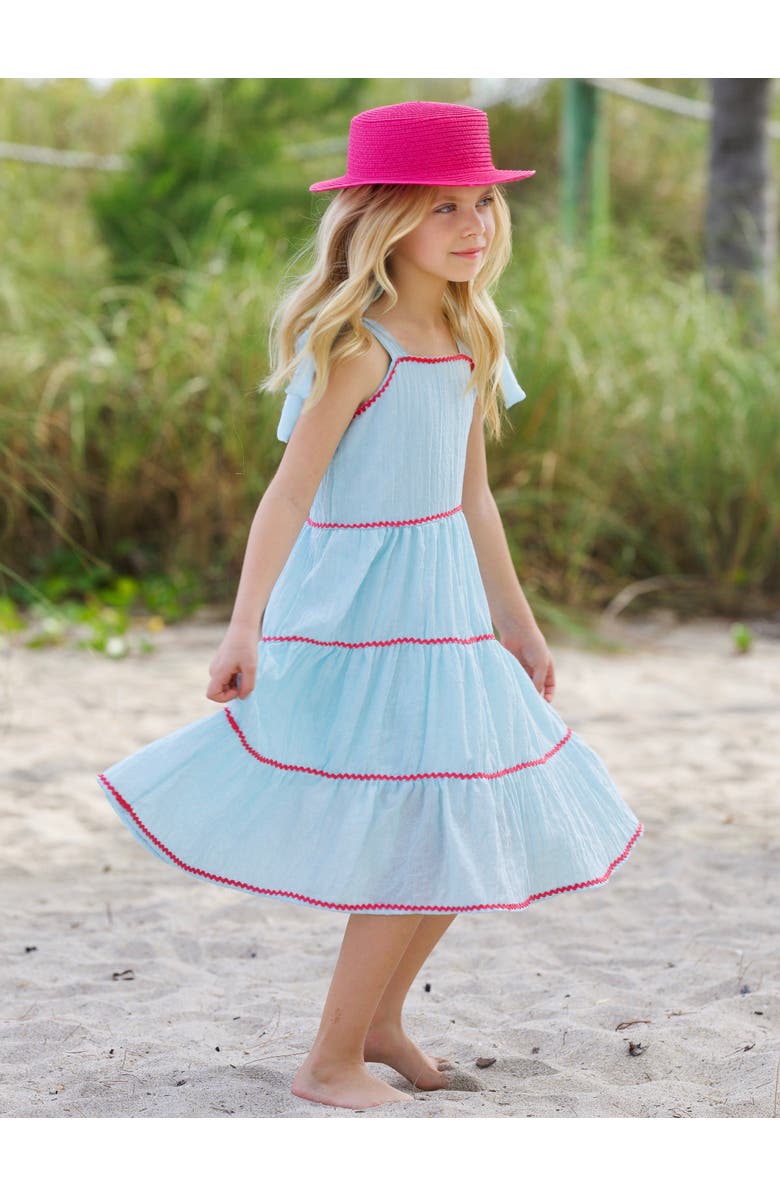 Mia Belle Girls Girls Seaside Breeze Tiered Midi Dress, Alternate, color, Blue