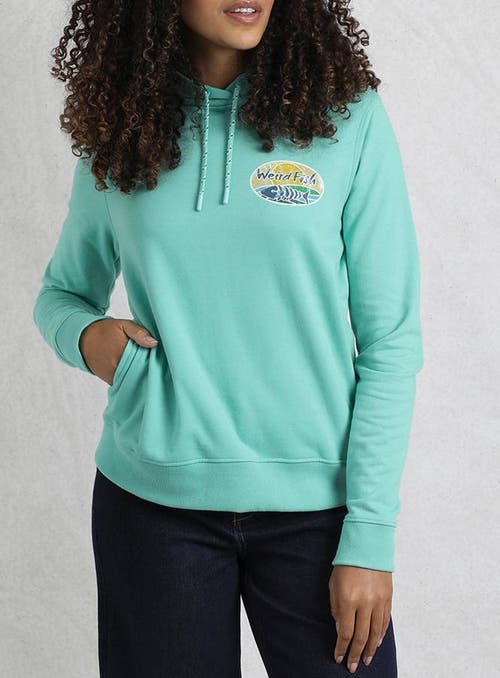 Weird Fish Back Print Popover Hoodie in Aqua Marine  product