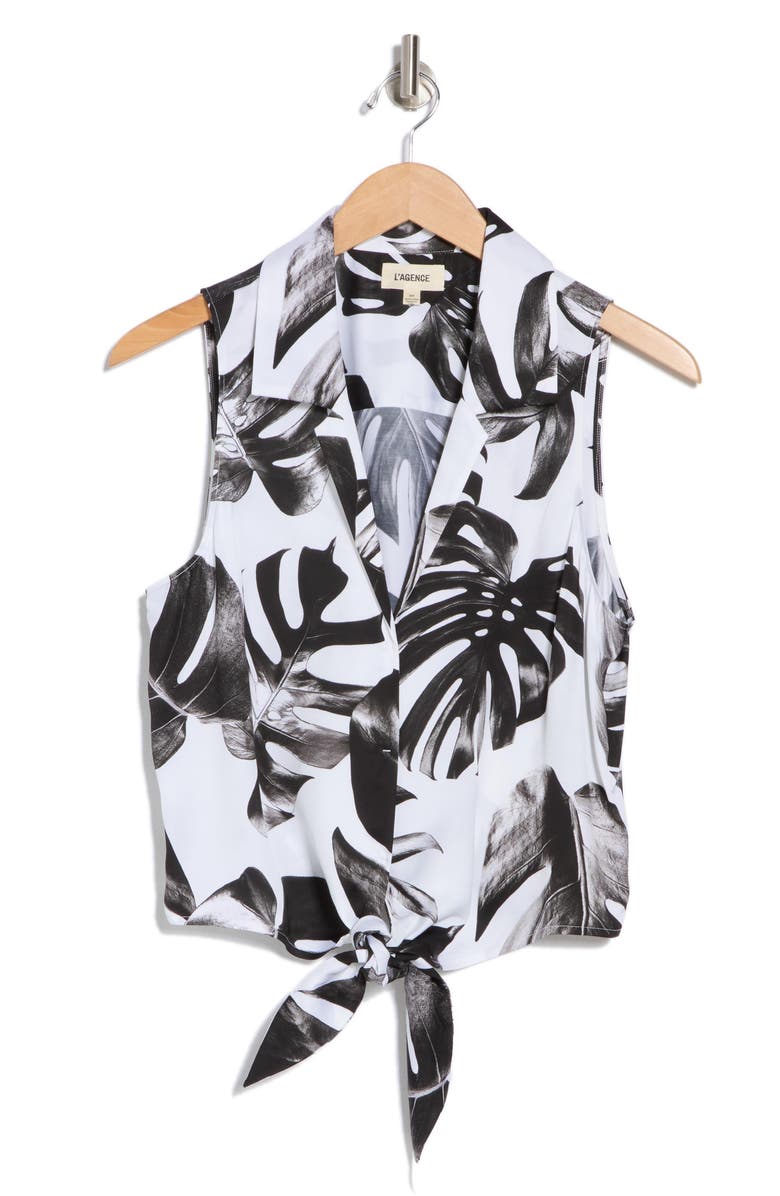 L'AGENCE Amos Sleeveless Tie Front Top, Alternate, color, 