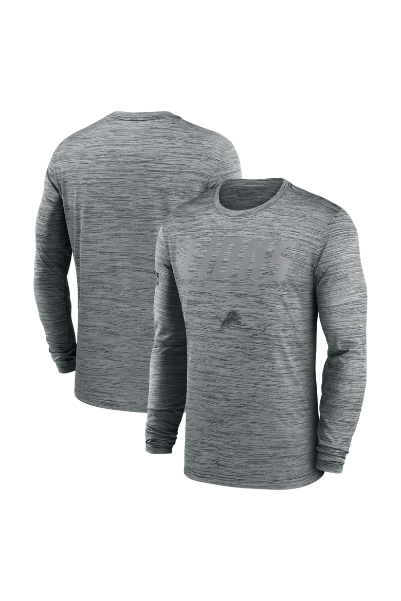 Men's Nike Gray Detroit Lions Sideline Offensive Transition Velocity Dri-FIT Long Sleeve T-Shirt, Main, color, Gray