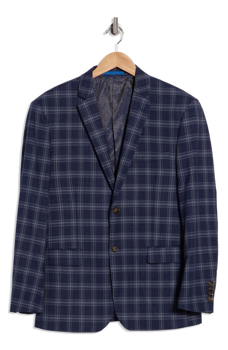 Gino Vitale Slim Fit Plaid Blazer, Alternate, color, Dark Blue