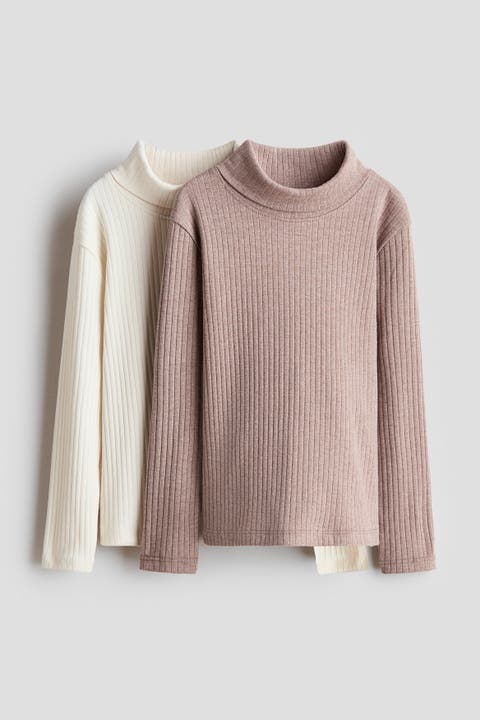 2-Pack Ribbed Turtleneck Tops