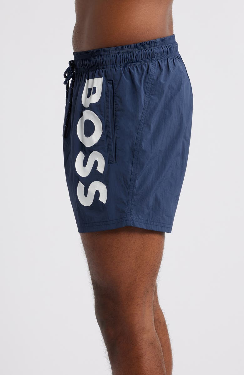 BOSS SWIMWEAR Octopus Swim Trunks, Alternate, color, Navy