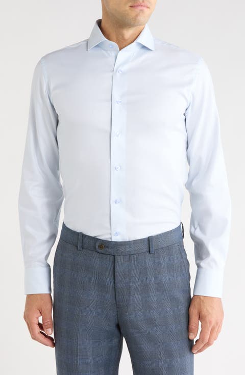 Trim Fit Textured Solid Dress Shirt