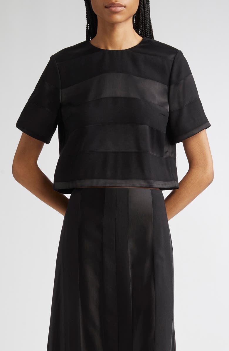 PARTOW Tori Textured Stripe Crop Top, Main, color, Black