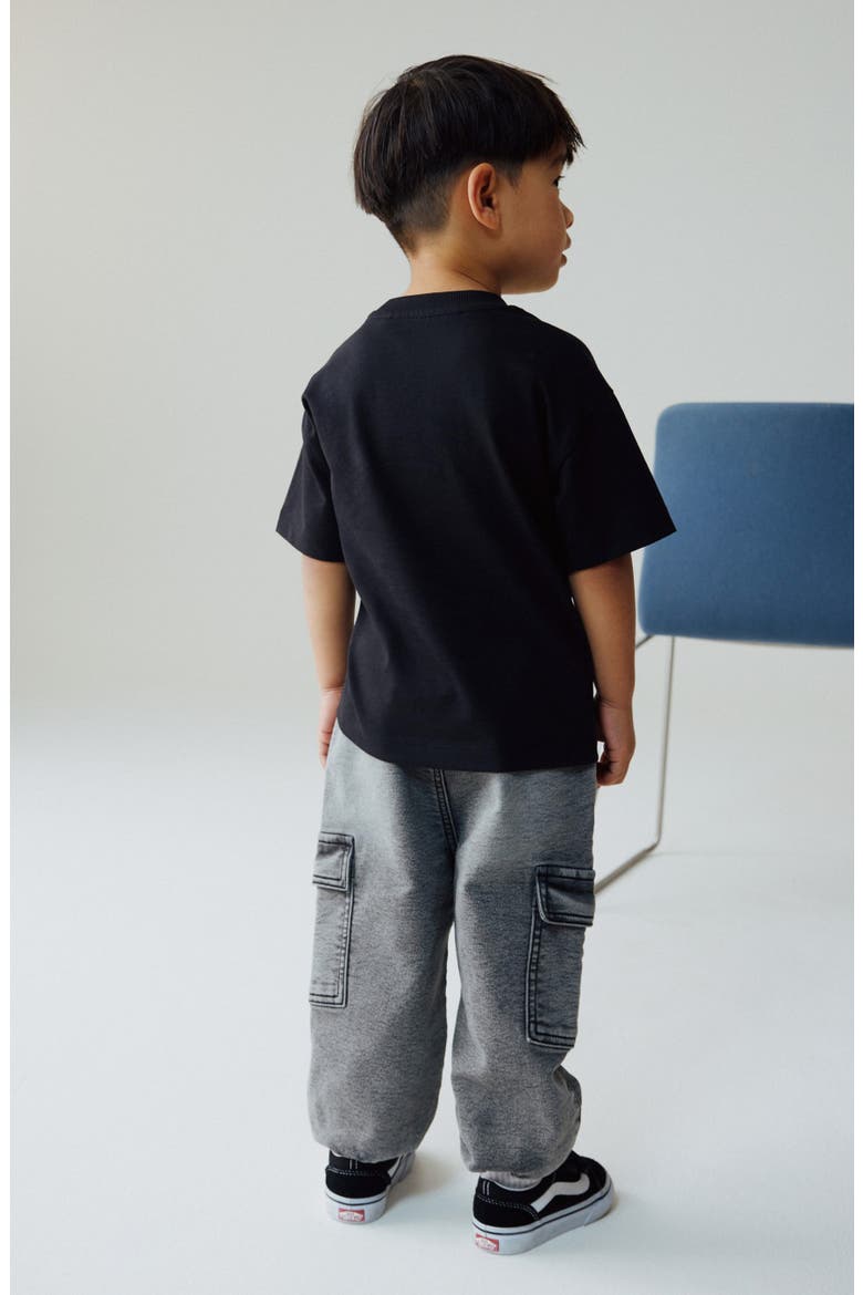 Kids' Baggy Jersey Cargo Joggers, Alternate, color, BLACK