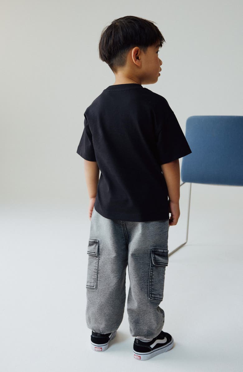 NEXT Kids' Baggy Jersey Cargo Joggers, Alternate, color, Black