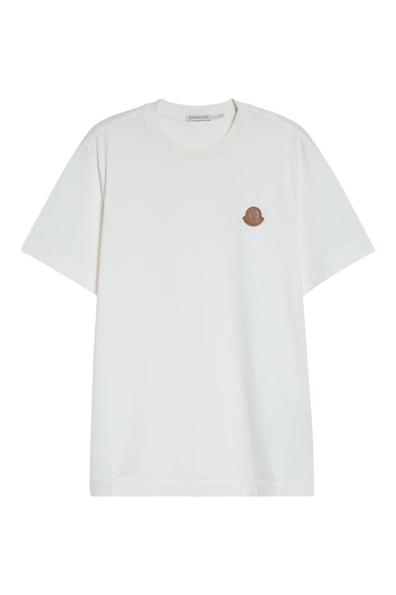 Leather Logo Patch Cotton T-Shirt, Main, color, SILK WHITE