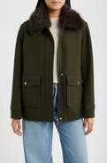 Sam Edelman Faux Fur Collar Relaxed Bomber Jacket